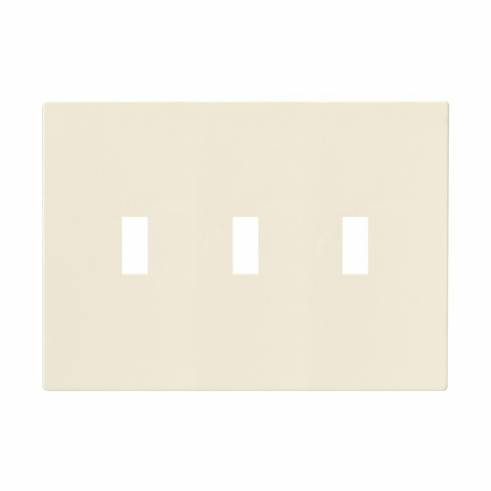 Eaton Screwless wallplate, Screwless, Lt. Almond, Toggle Cutout, Polycarbonate, Three- gang, Mid-size