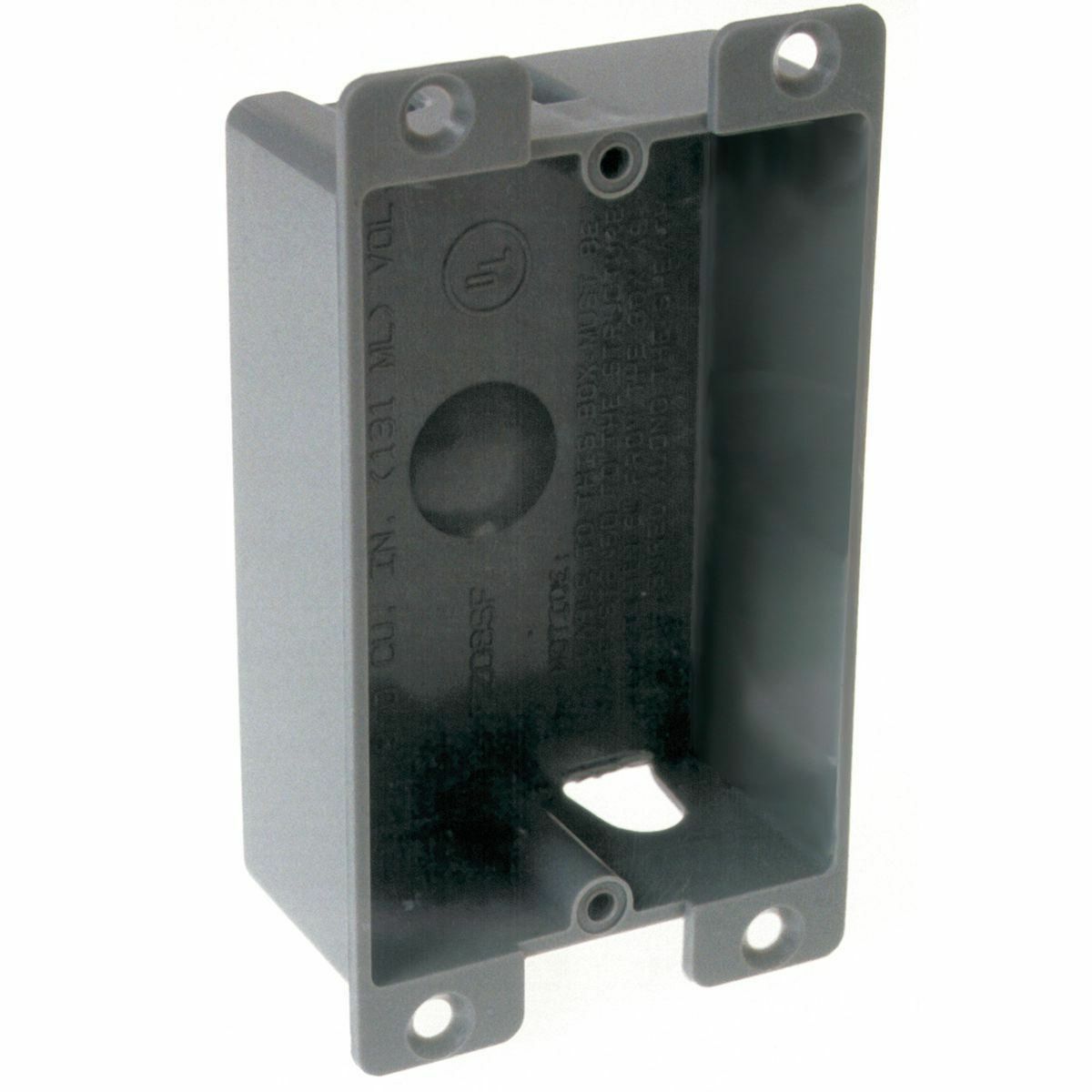 Single-gang with Brackets for Metal or Wood Studs - ForNonmetallicsheathed Cable, 1-1/4 In. Deep, 8.0 Cu. In., Flanged, 3/8 In.Setback