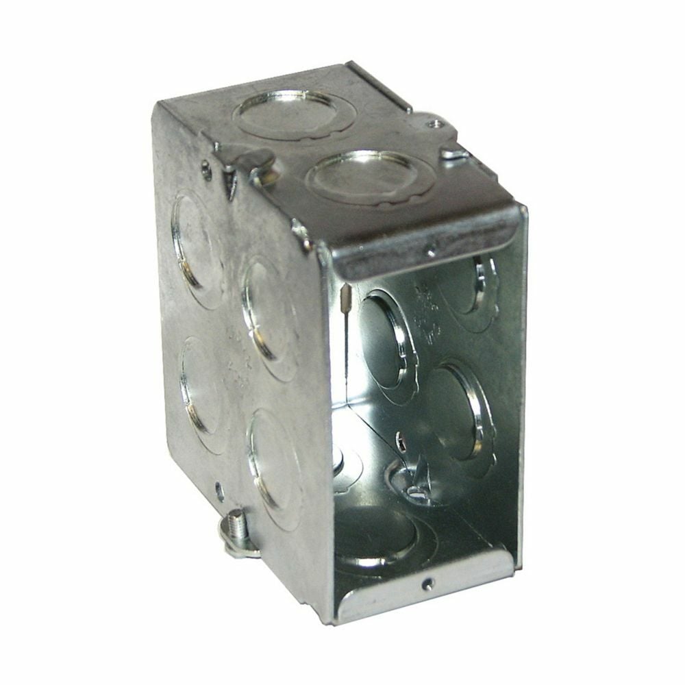 Eaton Crouse-Hinds series Masonry Box, (2) 1/2", (2) 3/4", 2-1/2", (2) 1/2", (2) 3/4", Steel, Single-gang, (2) 1/2", (2) 3/4", Gangable, 15.5 cubic inch capacity
