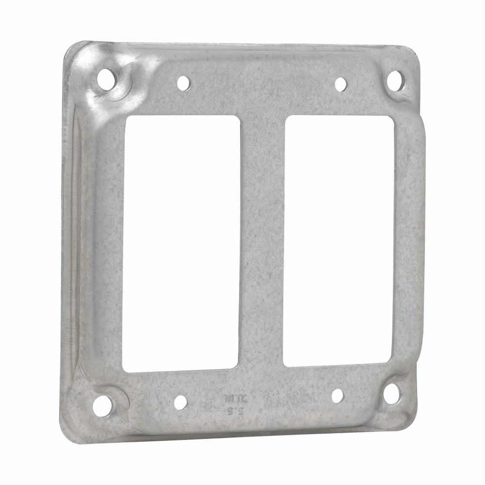 Eaton Crouse-Hinds series Square Surface Cover, 4", Raised surface, Steel, For two GFCI receptacles, 5.5 cubic inch capacity