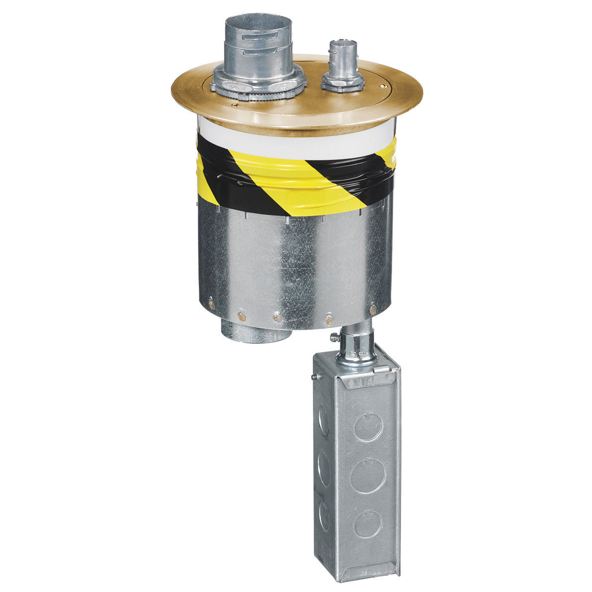 Fire Rated Poke Throughs, Furniture Feed 6" Series, Through Floor Fitting with Brass Plated Cover