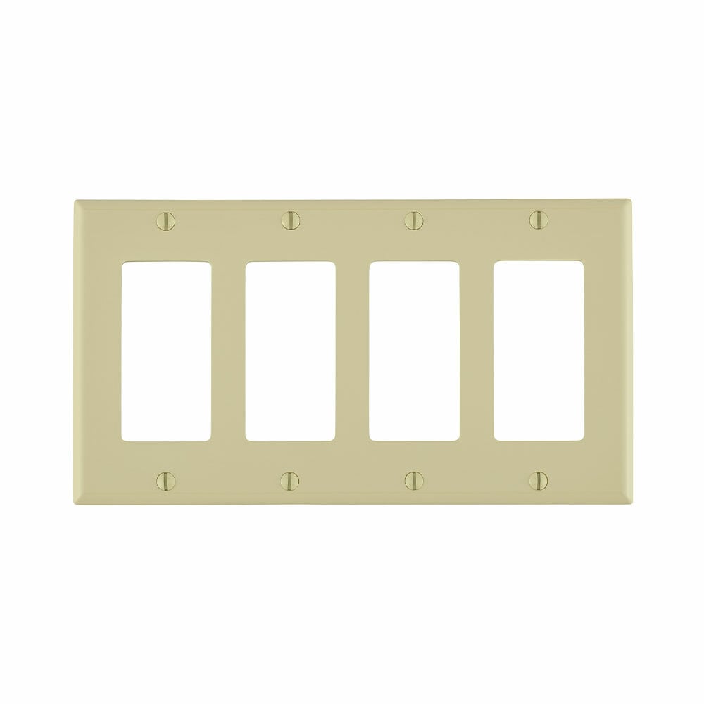4-Gang Decora/GFCI Device Decora Wallplate, Standard Size, Thermoplastic Nylon, Device Mount, Ivory