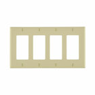 4-Gang Decora/GFCI Device Decora Wallplate, Standard Size, Thermoplastic Nylon, Device Mount, Ivory