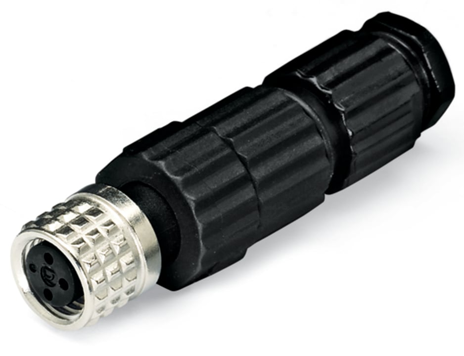 Fitted pluggable connector; 3-pole; M8 socket, straight; IDC technology