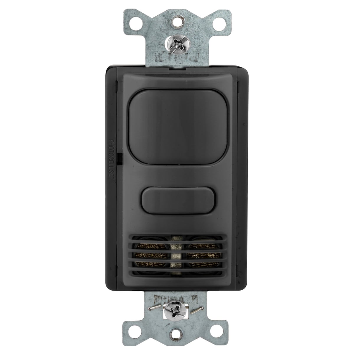Occupancy Sensing Products, Wall Switch,Occupancy or V ACancy, Dual Tech, 1 Relay, 1000 Square Feet, 800WIncandescent, 1000W Fluorescent @ 120V AC, 1800W Fluorescent  277VAC,120/277V AC, With Photocell, Black