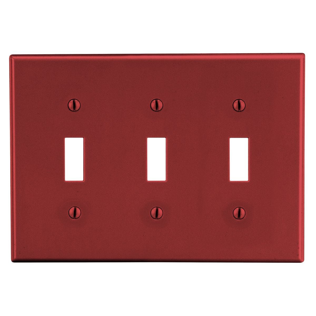 Wallplate, Mid-Size 3-Gang, 3) Toggle, Red