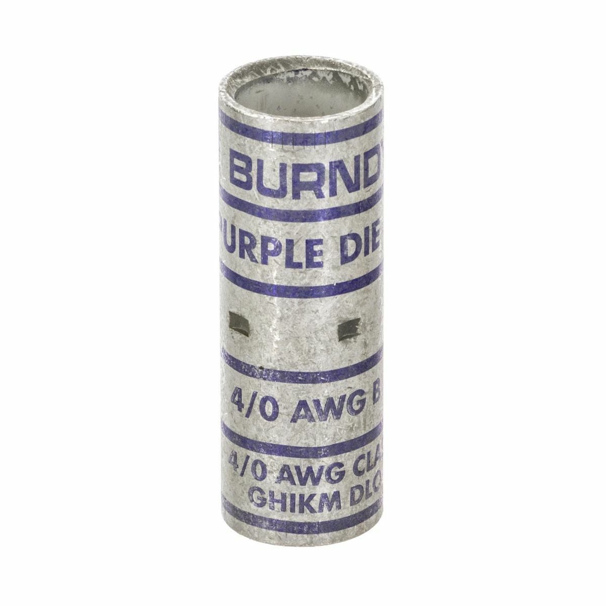 4/0 Flex G,H,I,K,M,DLO, 4/0 AWG CU, Standard Barrel, Internal Chamfer, Tin Plated, UL/CSA, 90?C, Up to 35kV, Purple Color Code, 15 Die Index.