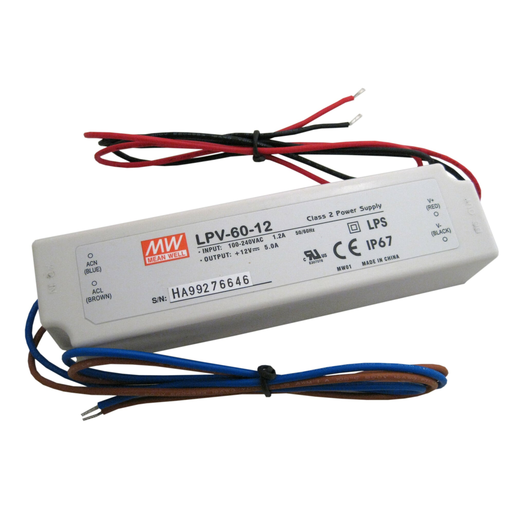 12V DC Constant Voltage Driver, Class 2, 60W