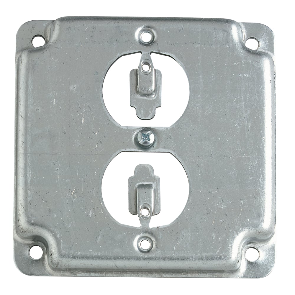 Square Box Surface Cover, 5 Cubic Inches, 4 Inch Square x 1/2 Inch Deep, Galvanized Steel, For use with One Duplex Flush Receptacle, pack of 30
