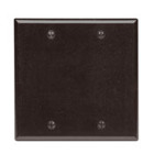 2-Gang No Device Blank Wallplate, Standard Size, Thermoset, Box Mount, Brown