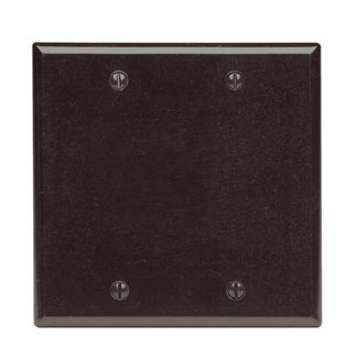 2-Gang No Device Blank Wallplate, Standard Size, Thermoset, Box Mount, Brown