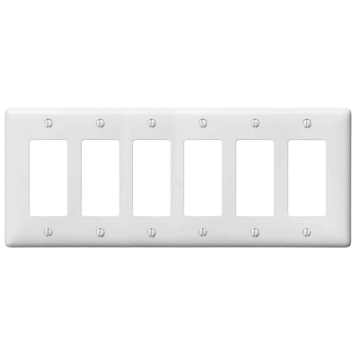 Wallplates and Box Covers, Wallplate, Nylon, 6-Gang, 6) Decorator, White