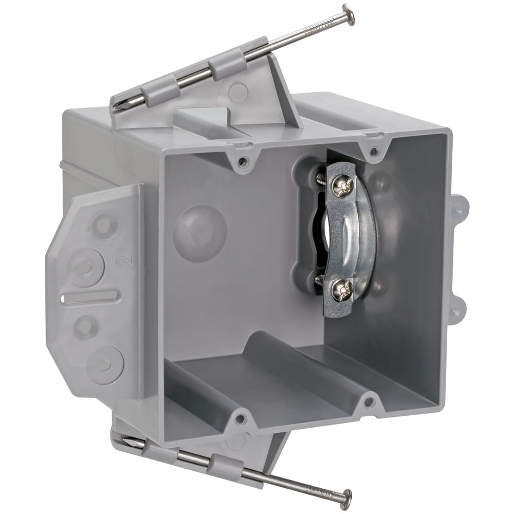 Range and Dryer Box with Captive Mounting Nails on Each End. 1/2 offset for wood or steel stud mounting with metal cable clamp. 12 pack.