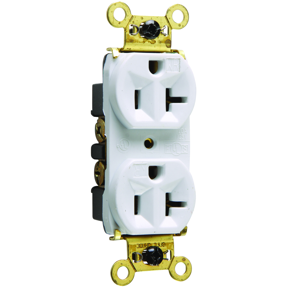 Weather-Resistant Heavy-Duty Spec Grade Duplex Receptacle Back and, Side Wire 20amp 125volt White