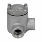 Eaton Crouse-Hinds series Condulet GUA conduit outlet box with cover, 2" cover opening diameter, Feraloy iron alloy, L shape, 3/4"