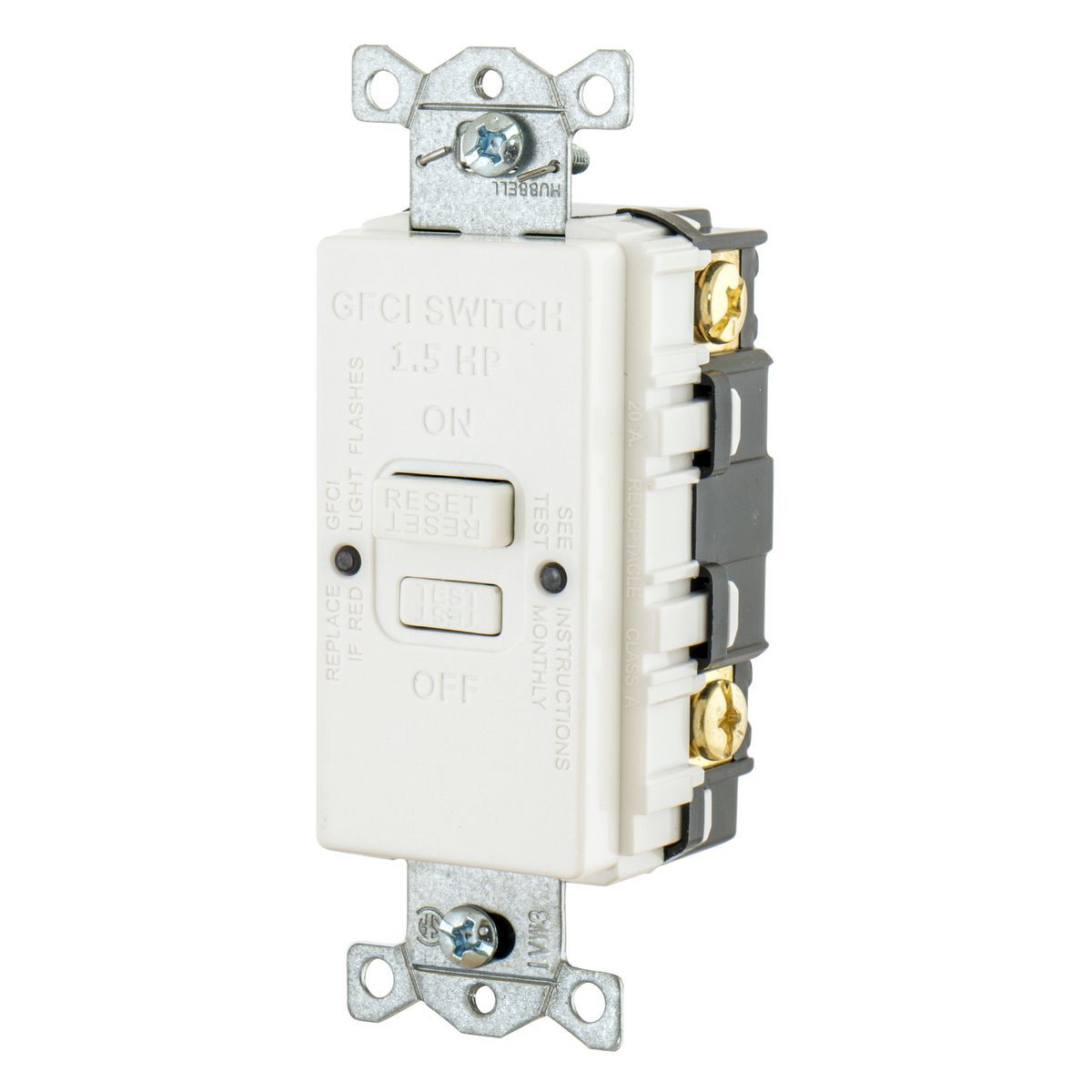 Power Protection Products, GFCI,Receptacle, Blank Face, 20A 125V, HP Rated, White