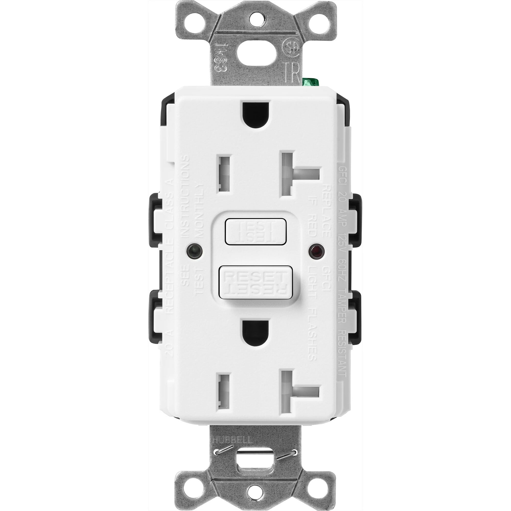 Lutron Claro Tamper-Resistant GFCI Duplex Receptacle, 20-Amp, Snow