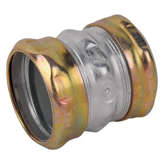 Compression Coupling, Raintight, Conduit Size 3-1/2 Inches, Material Zinc Plated Steel, For use with EMT Conduit