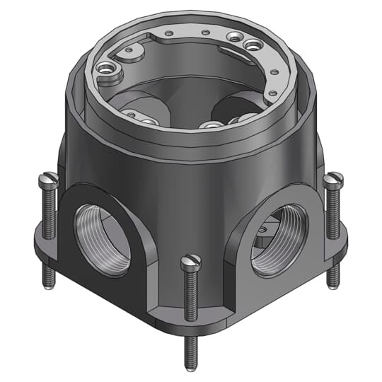 Single Gang Flush Service Floor Box, 64 Cubic Inches, Length 5-1/8 Inches, Width 4-1/4 Inches, Depth 4-1/4 Inches, Hub Size 1 Inches, Aluminum