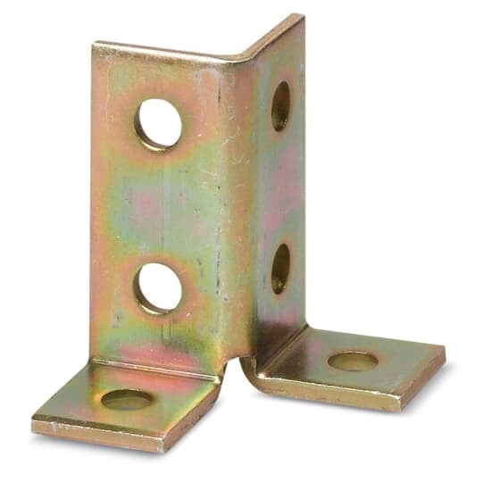 Connector Two-Side Corner, Length 4-1/2 Inches, Length From Beam 4-1/2 Inches, Width 1-1/2 Inches, Steel with 9/16 Inch Holes on 1-1/2 Inch Centers