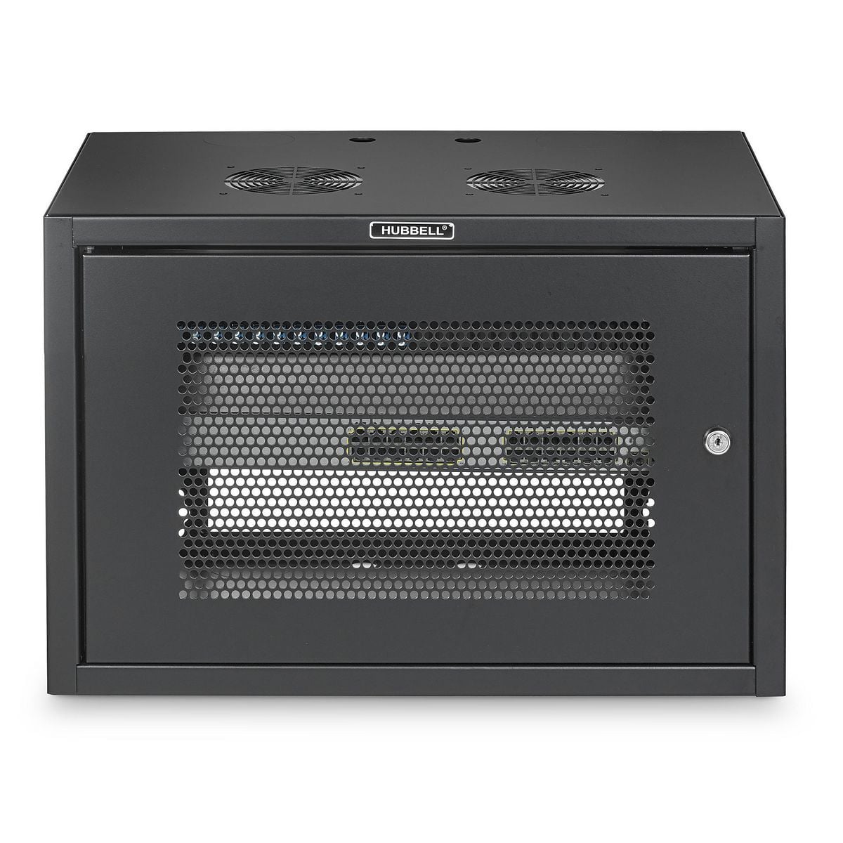 QuadCab, Wall Mount Cabinet, Economy, 5 Rack Units, 14" Deep, Mesh Door, Black