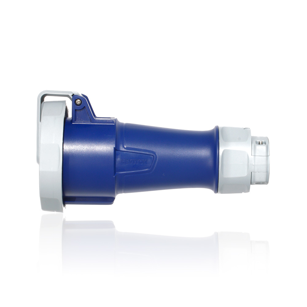 30 Amp, 250 Volt 3-Phase, 3P, 4W, LEV Series North American-Rated IEC 60309-1 & 60309-2 Pin & Sleeve Connector, Industrial Grade, IP66-IP67-IP68-IP69K, Watertight - Blue
