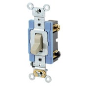 15 Amp, 120/277 Volt, Toggle 3-Way AC Quiet Switch, Extra Heavy Duty Grade, Self Grounding, Back and Side Wired, Ivory