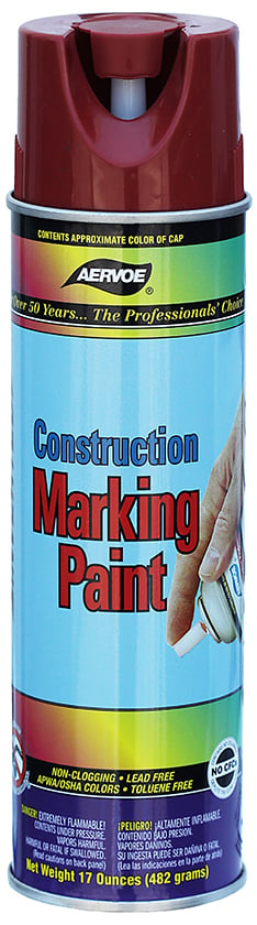Construction Marking Paint, Red, 20 oz. Aerosol, 17 oz. net weight
