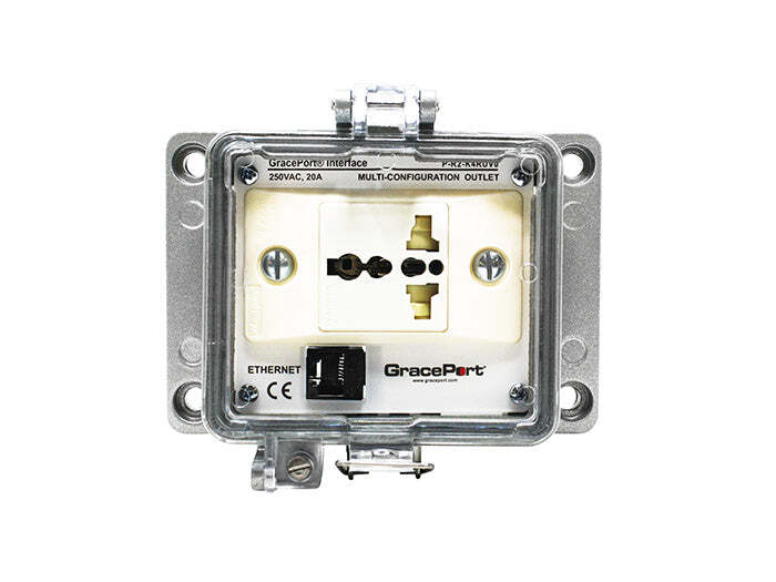Panel Interface Connector with Category 5e Ethernet, Panel Mount Housing (5.08 in x 3.54 in), UL Type 12, Universal Int'l Plug, No Circuit Breaker