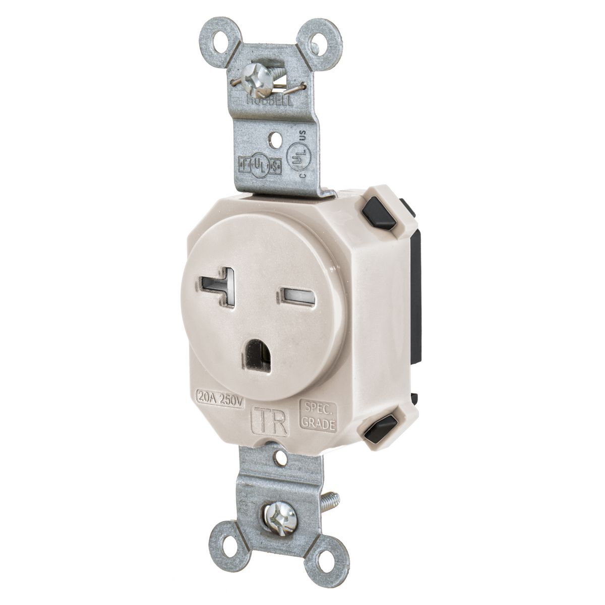 Straight Blade Devices, Receptacles, Tamper Resistant,  Single, SNAPConnect, 20A 250V, 2-Pole 3-Wire Grounding, 6-20R, Light Almond.