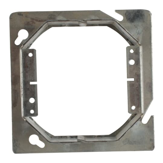 Two Gang Square Cut Tile Wall Cover, 15.5 Cubic Inches, 4-11/16 Inch Square x 1-1/4 Inch Raised, Pre Galvanized Steel