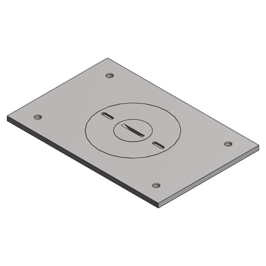 Cover Plate for Multi-Gang Floor Boxes for Power and Communications, Length 4-1/2 Inches, Width 3 Inches, 1/2 Inch and 2 Inch UN Plug, Aluminum