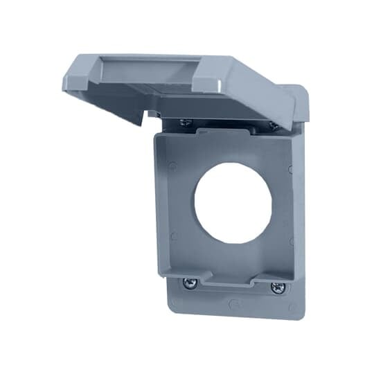 Vertical Mount Weatherproof 20 Amp Single Receptacle Box Cover, Length 4.75 Inches, Width 3.0 Inches, Thickness 0.78 Inches, Material Polycarbonate, Color Gray
