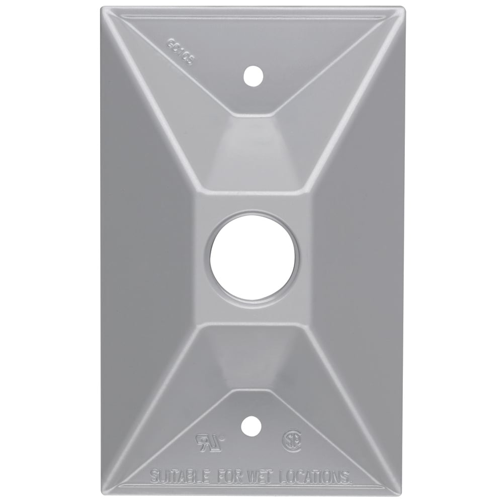 Weatherproof 1 Gang Cluster Cover, Rectangle, 1 Hole 1/2, Gray