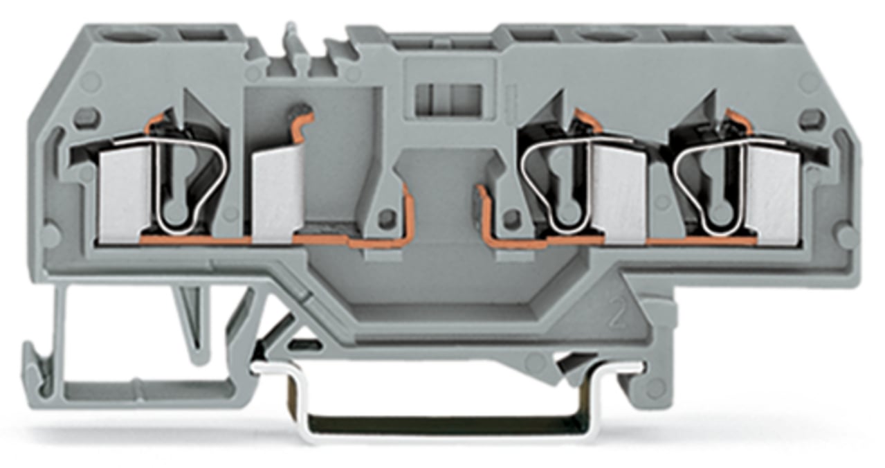 3-conductor carrier terminal block; for DIN-rail 35 x 15 and 35 x 7.5; 4 mm; CAGE CLAMP; 4,00 mm; gray