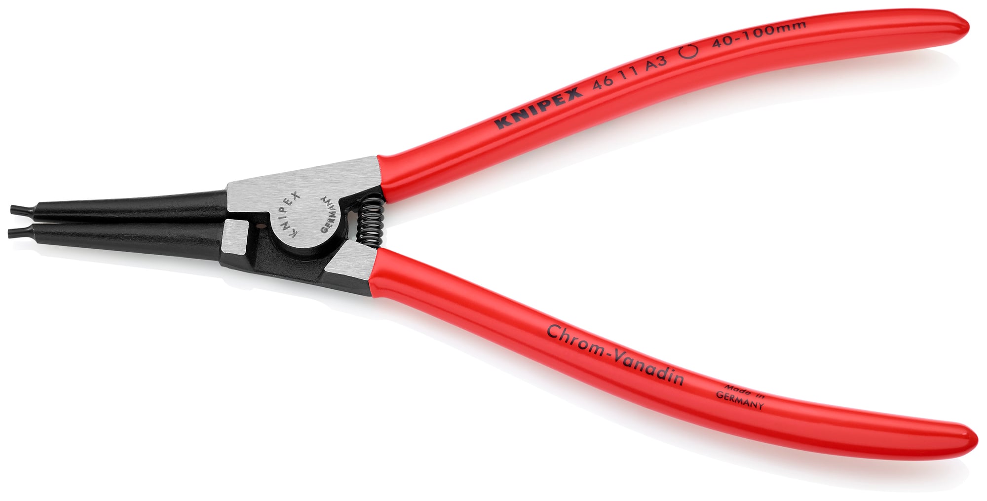 External Snap Ring Pliers-Forged Tips, 8 1/4 in., Plastic coating, 3/32 in. Tips, Bulk