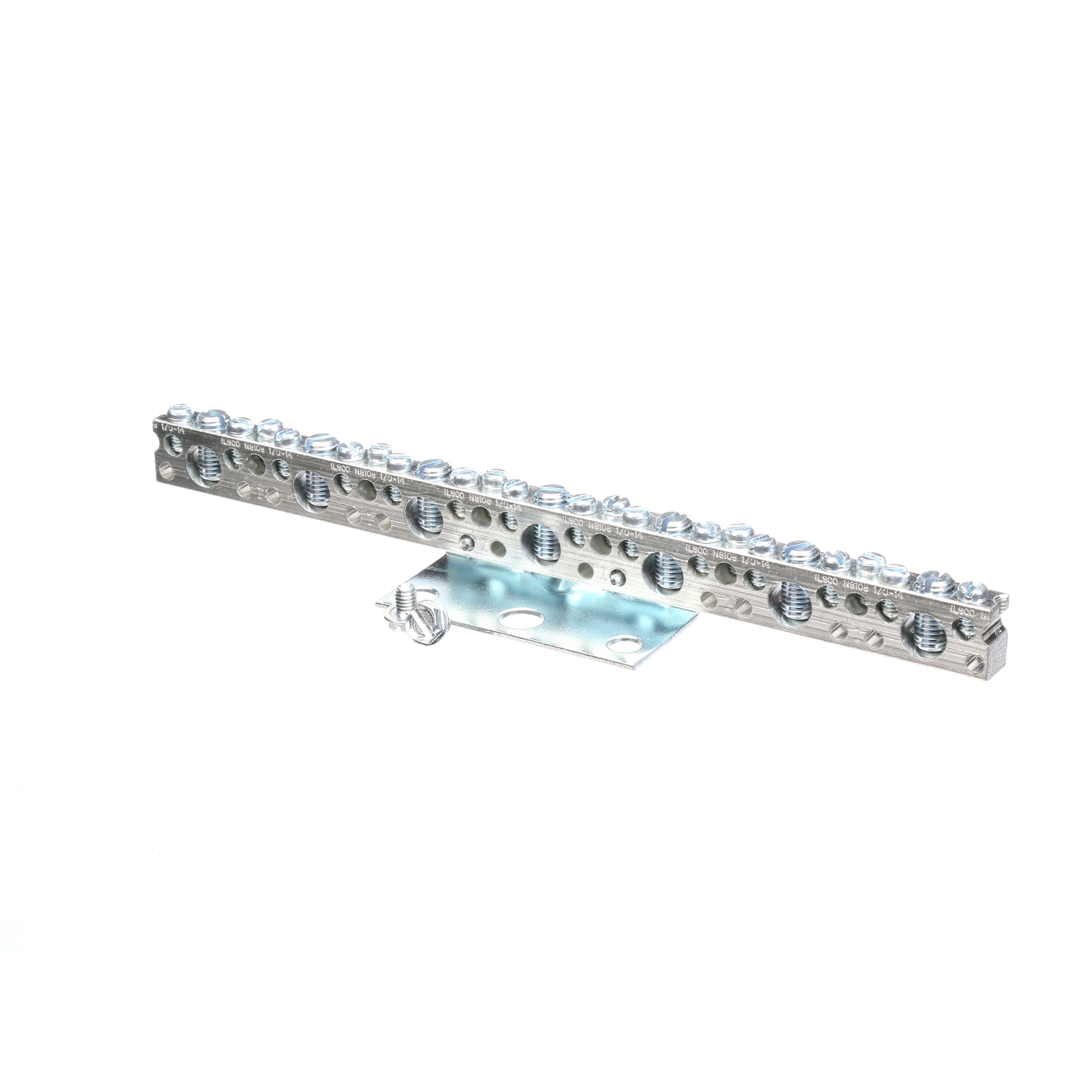  Low Voltage Residential Specialty Load Centers Miscellaneous Grounding bars (Al/Cu). Large connectors rated for (one 14-1/0, or 2-3 14-10), small connectors rated for (one 14-6 or two #14-12) length 8-1/8 IN. Connectors 20 small and 7 large.