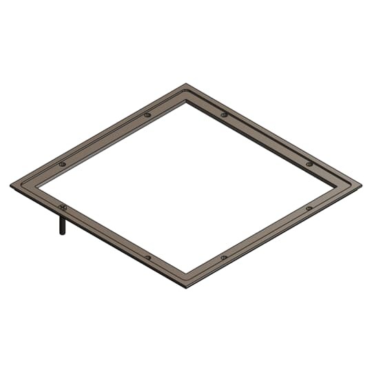 Trim Ring, Brown Powder Coat, For Four Gang Ultra-Shallow Recessed Service Floor Box, 192 Cubic Inches for Device Access and 41/55 Cubic Inches for Device Compartments, Length 13-1/4 Inches, Width 15-1/4 Inches, Depth 2-1/2 Inches, 3/4 Inch Knockouts, Galvanized Steel, Provides High Capacity Power and Data Solution for Shallow Concrete Floors