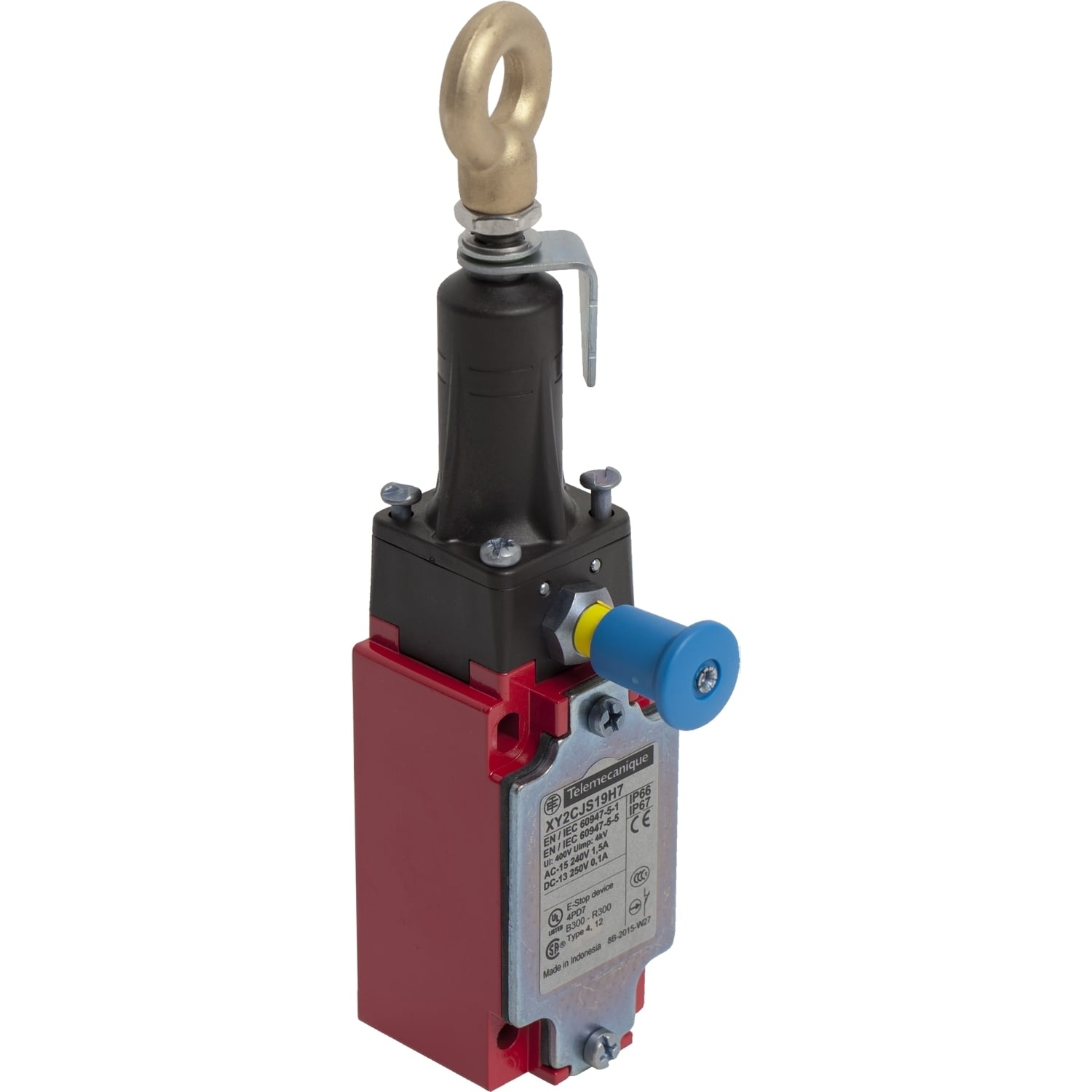 Latching emergency stop rope pull switch, Telemecanique rope pull switches XY2C, e XY2CJ, straight, 2NC+1 NO, 1/2" NPT
