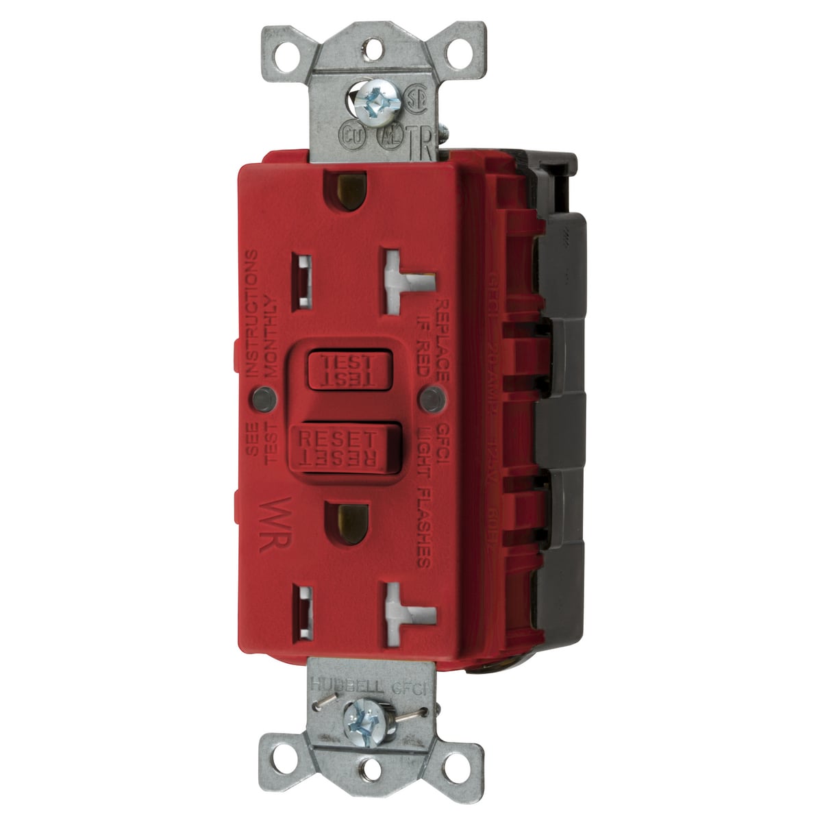 Straght Blade Devices, SNAP-Connect, Weather and Tamper-Resistant, AUTOGUARD, Self Test, GFCI Receptacle, 20A 125V, 2-Pole 3-Wire Grounding, 5-20R, Red
