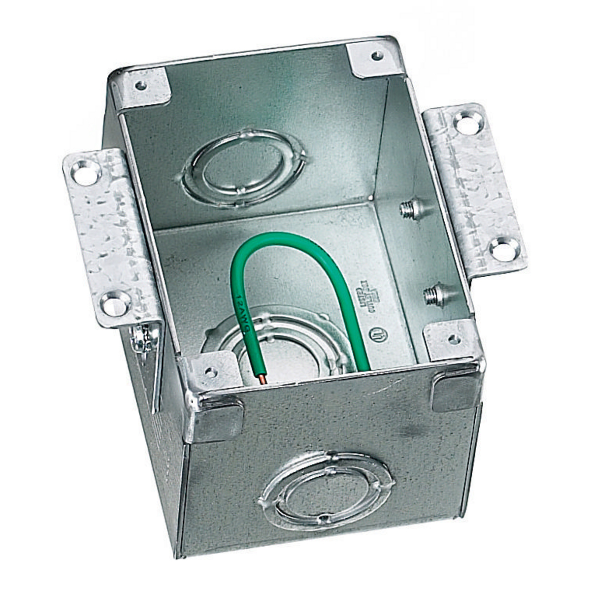 Flush Wooden Floor Box Series, 1-Gang, Rectangular, Galvanized Stamped Steel Box, Semi Adjustable, Single Service