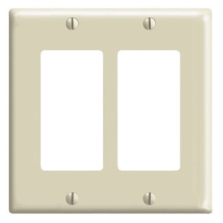 2-Gang Decora/GFCI Device Decora Wallplate, Standard Size, Thermoset, Device Mount, Ivory