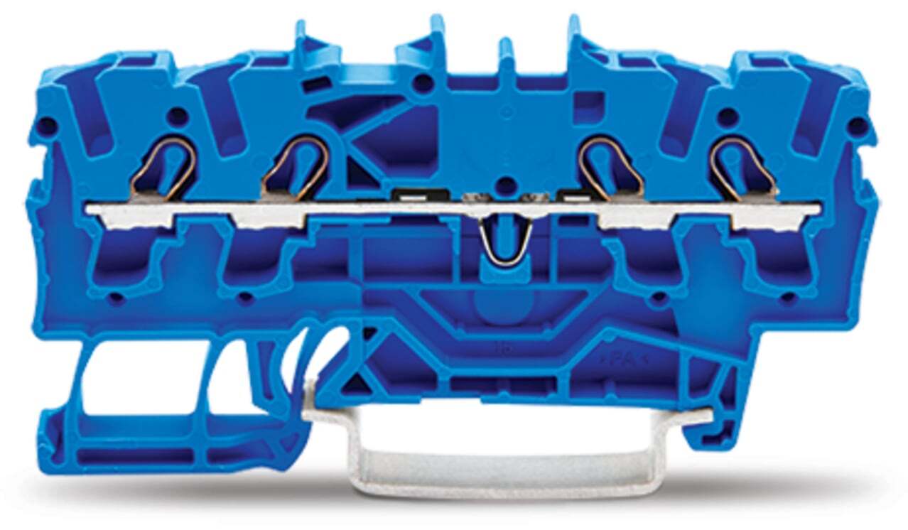 4-conductor through terminal block; 2.5 mm; for Ex e II and Ex i applications; side and center marking; for DIN-rail 35 x 15 and 35 x 7.5; Push-in CAGE CLAMP; 2,50 mm; blue