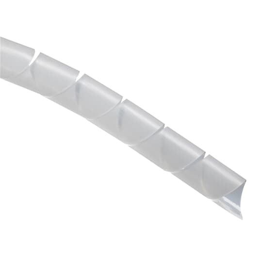 Spiral Wrap, Natural Polyethylene for Temperatures up to 50 Degrees Celsius (122 F), Outside Diameter of 6.35mm (0.250 Inches), Pitch of 9.53mm (0.375 Inches), Nominal Wall Thickness of 1.14mm (0.045 Inches), 30.48m Reel (100 Feet)