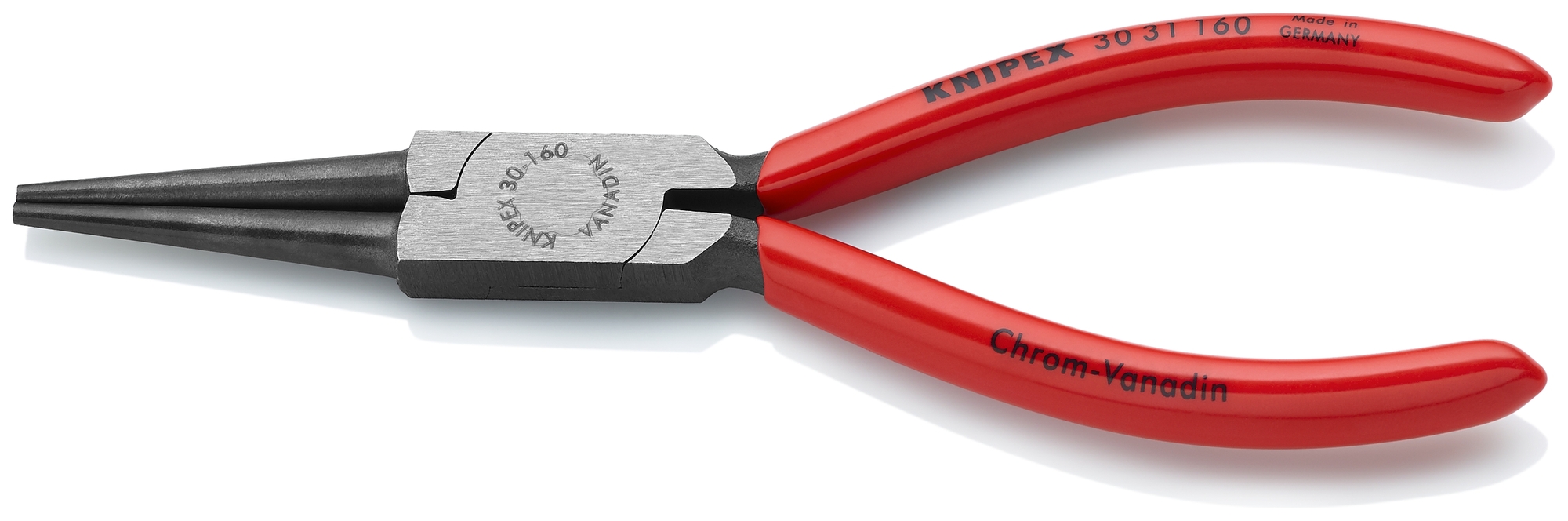 Long Nose Pliers-Round Tips, 6 1/4 in., Plastic coating, Polished