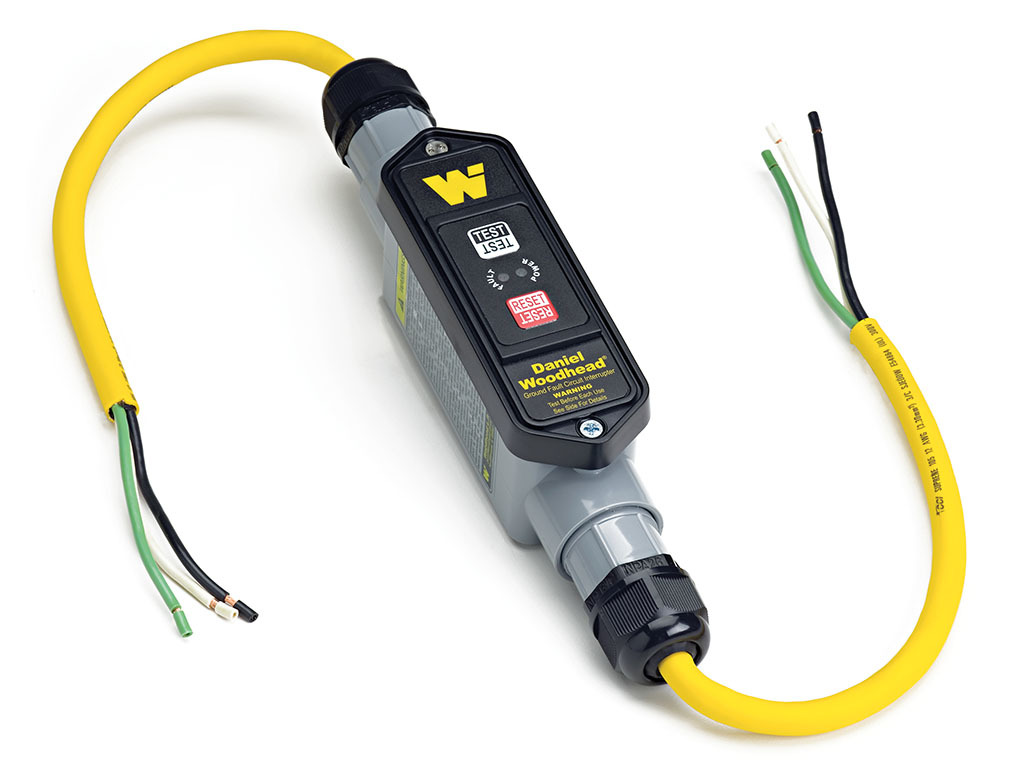 Super-Safeway In-Line Industrial GFCI, IP69K, Portable, Single Phase, Manual Reset, Flying Leads, 20A, 120V, 0.61m (2.0') Cord Length