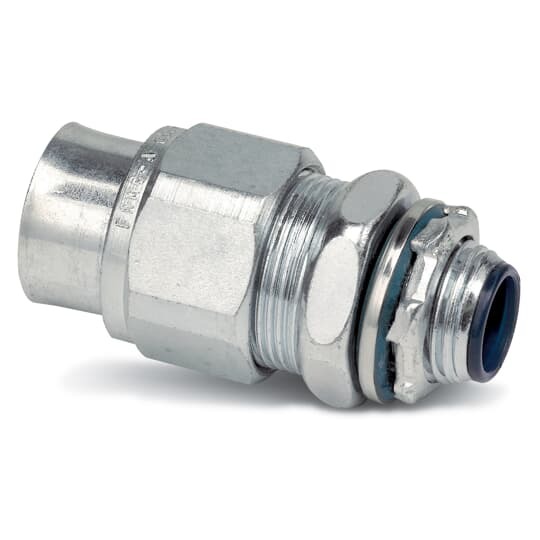 3/4 Inch Iron Type A to 45 Degree Liquidtight Connector With Insulated Throat and Sealing Ring With Iron Retainer