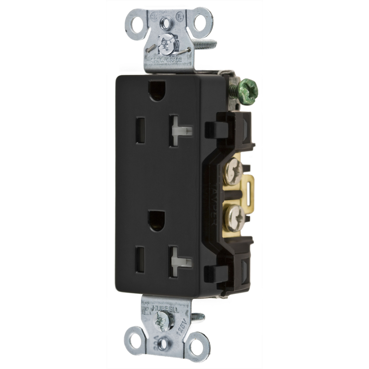 Straight Blade Tamper-Resistant Duplex Receptacle, Decorator/Commercial/Industrial Grade, 2-Pole 3-Wire Grounding, 20A 125V, 5-20R