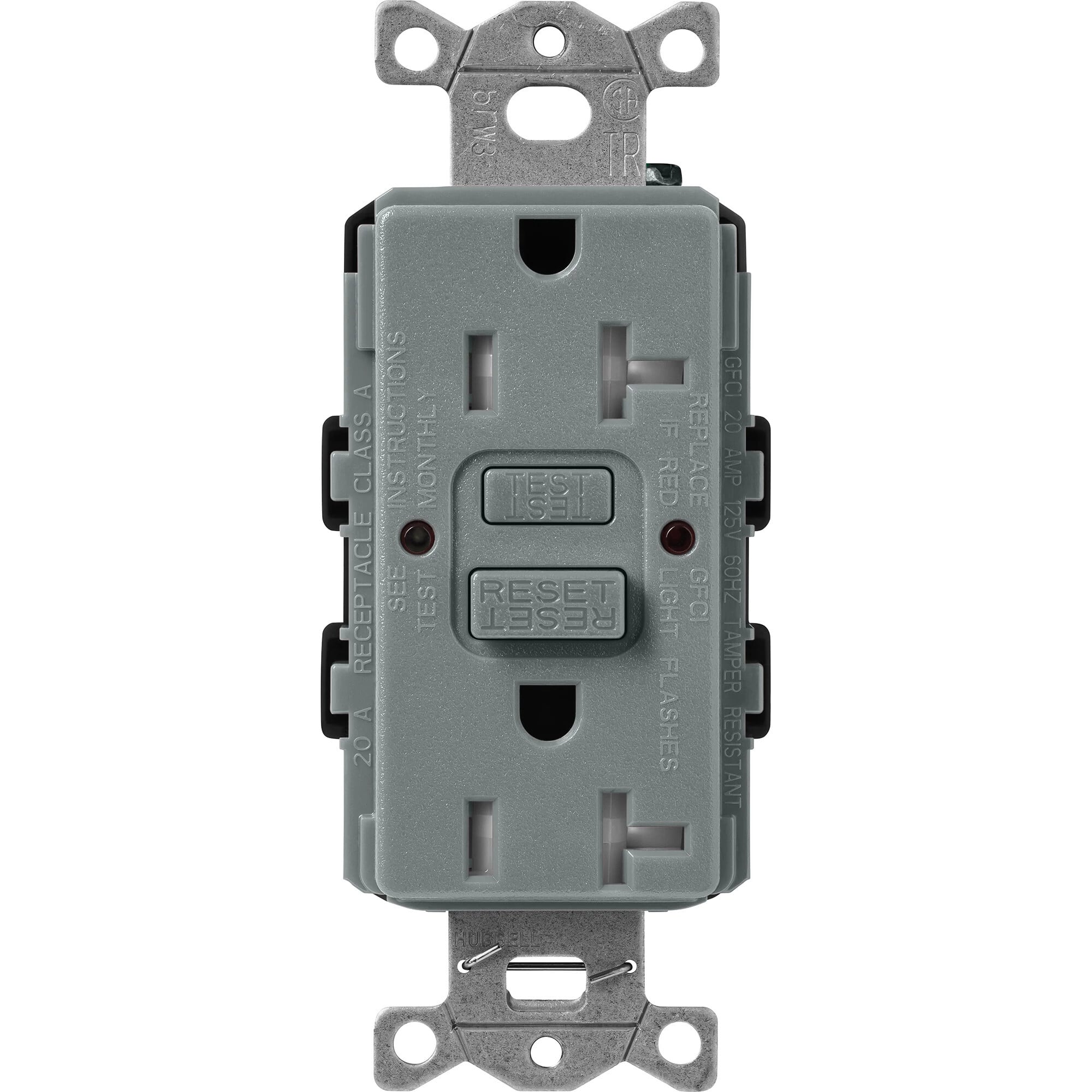 Lutron Claro Tamper-Resistant GFCI Duplex Receptacle, 20-Amp, Slate