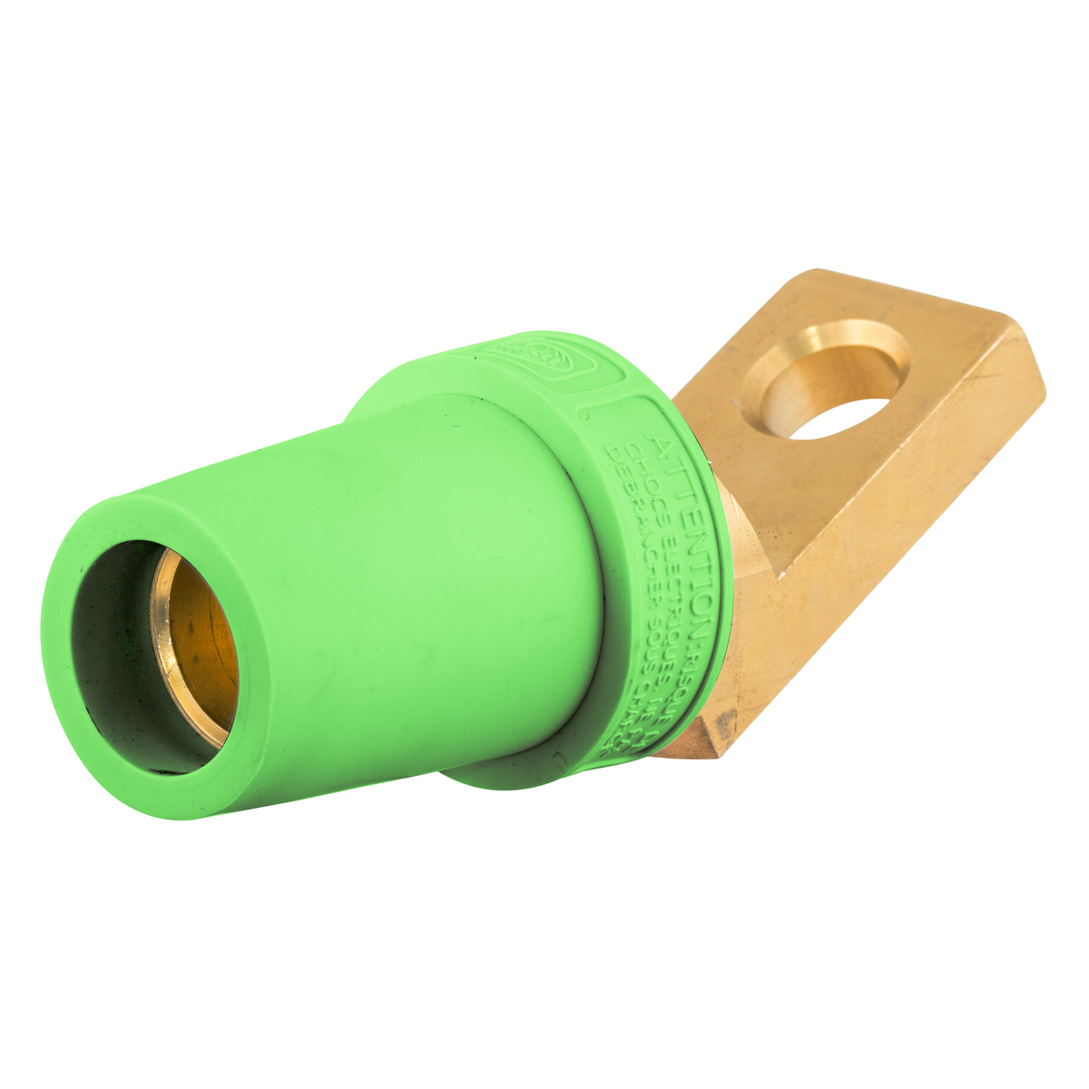 Single Pole Products, 300/400A Series,Angled Female, Offset Stud Type, Green